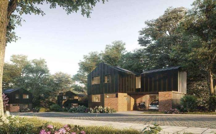 Design visual for a group of timber clad homes