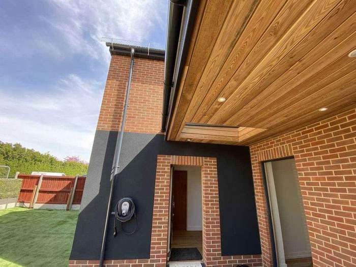 Timber soffit and brickwork detail