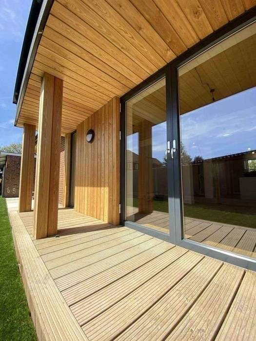 Cedar deck and sliding doors